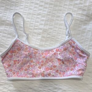 JoyLab Floral Sports Bra Pink & Orange Medium